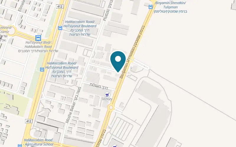 Map showing Topaz Car Service Center at 12 Shlomo Ben David Street, Rishon LeZion