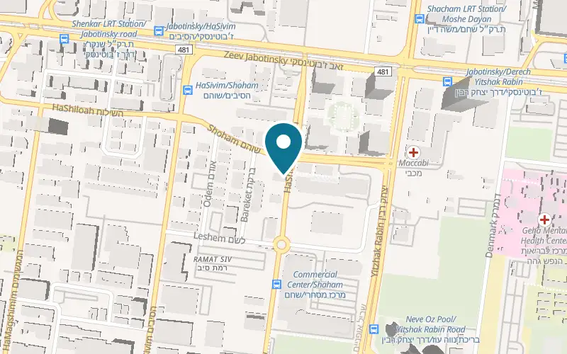 Map showing Triola Brasserie at 14 Shacham Street, Petah Tikva