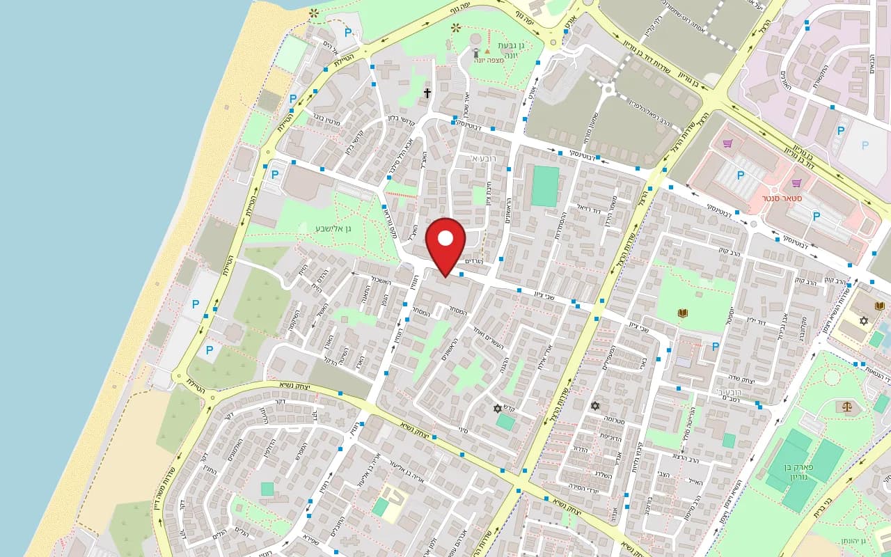 Map showing Two Guys at 2 Shavei Tzion Street, Rova Alef commercial centre, Ashdod