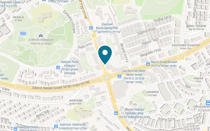 Map showing Tzahi Kababche at 99/17 Sderot KKL, the pedestrian mall, Karmiel