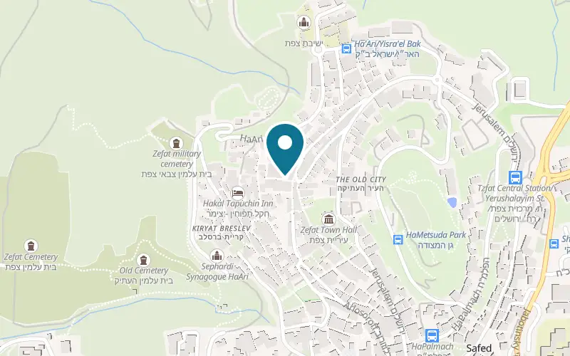 Map showing Tzfat Distillery at Ma'alot Gurei HaAri Street, the Old City, Safed
