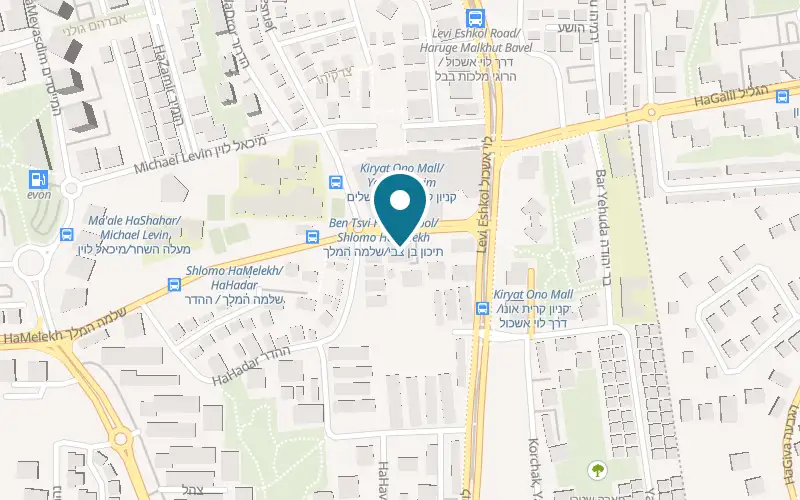 Map showing Tzilum Dan at 38 Shlomo HaMelekh Street, Kiryat Ono