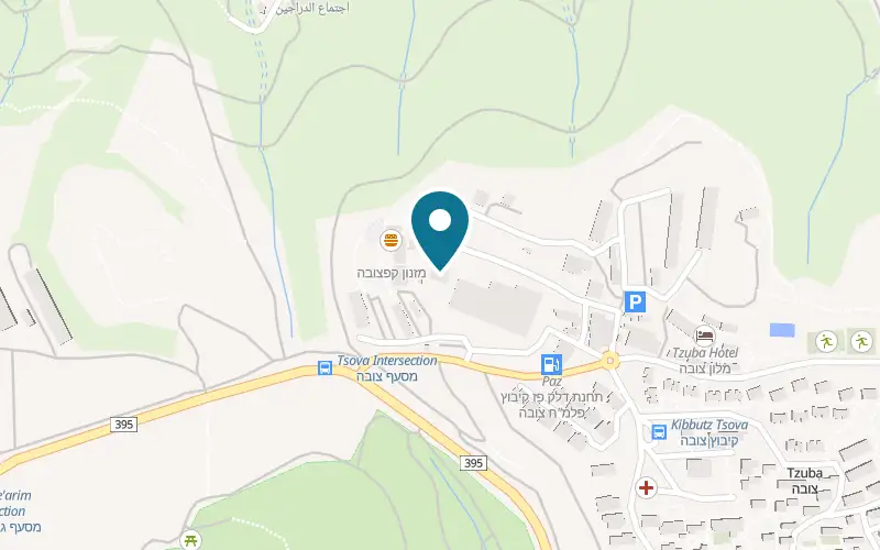 Map showing Tzuba Winery at Kibbutz Tzuba, Harei Yehuda, Tzova