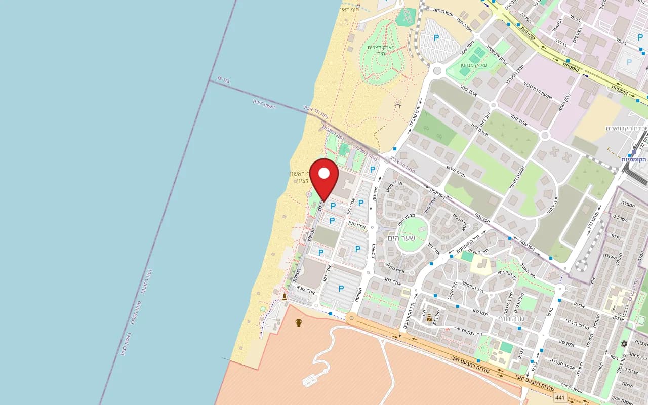 Map showing Umino at 14 HaTayelet, Shaar HaYam, Rishon LeZion