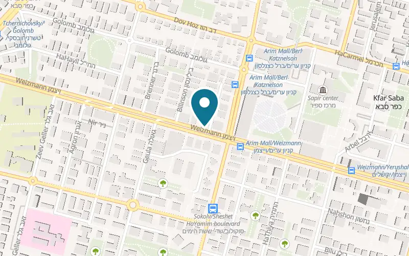 Map showing Urban Slice at 57 Weizmann Street, Kfar Saba