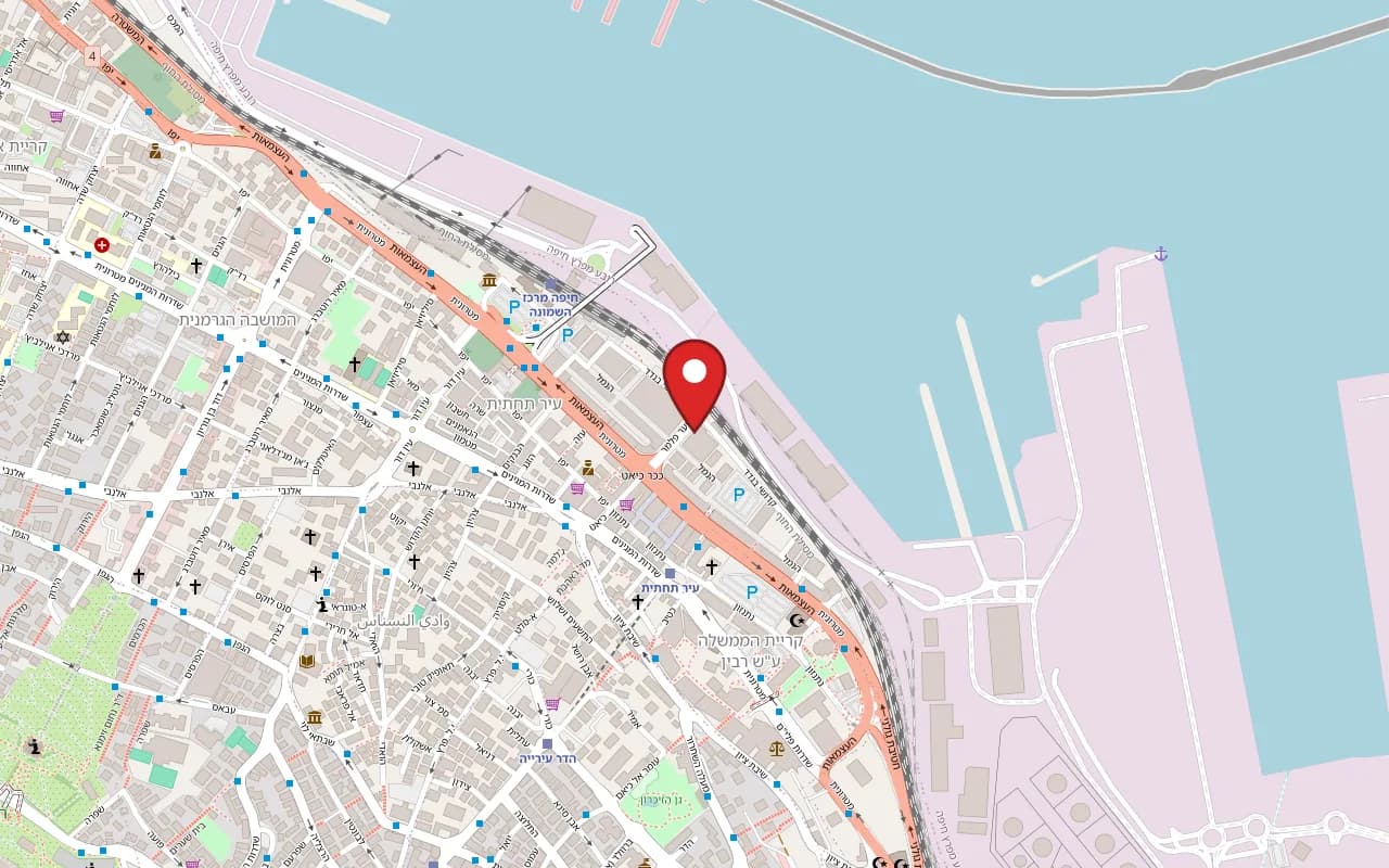 Map showing Venya Bistro at 1 Sha'ar Palmer Street, Haifa