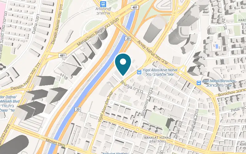 Map showing Veterinar BaKikar at 157 Yigal Alon Street, Tel Aviv-Yafo