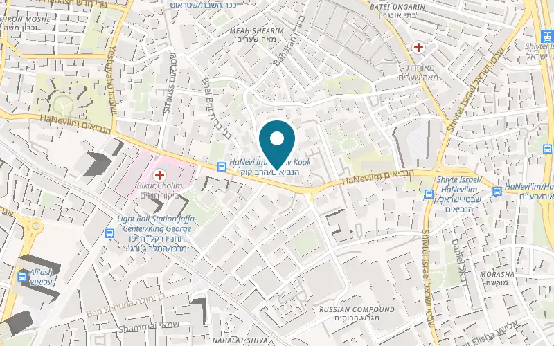 Map showing Villa Brown Jerusalem at 54 HaNevi'im Street, Jerusalem