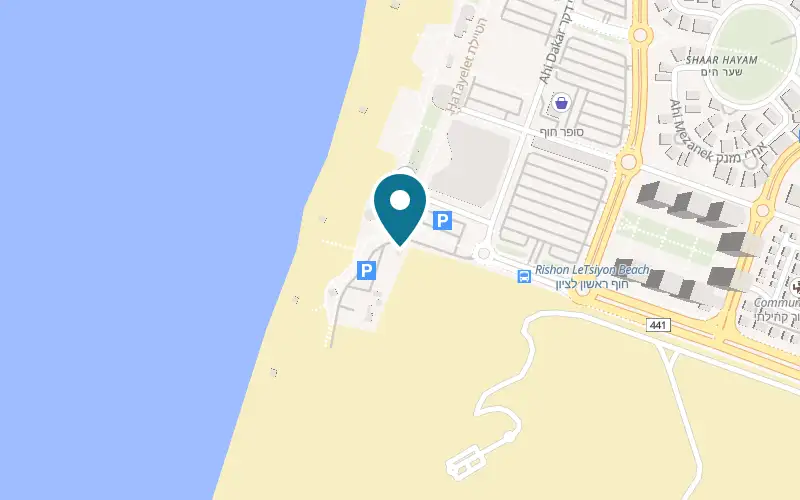 Map showing WHO Rooftop Bar at 1 HaTayelet, on the seafront, Rishon LeZion