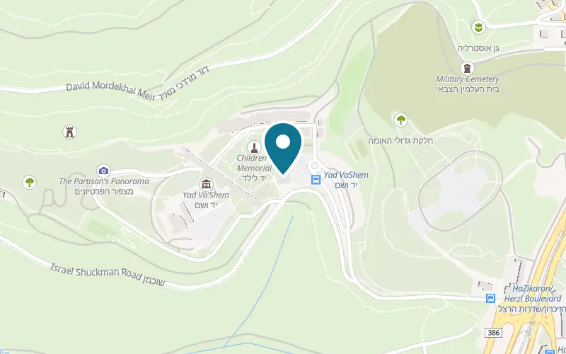 Map showing Yad Vashem at Mount of Remembrance (Har Hazikaron), Jerusalem