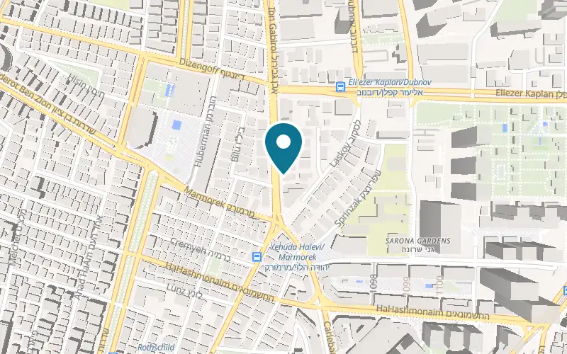 Map showing Yair Gallery at 6 Ibn Gabirol Street, Tel Aviv-Yafo