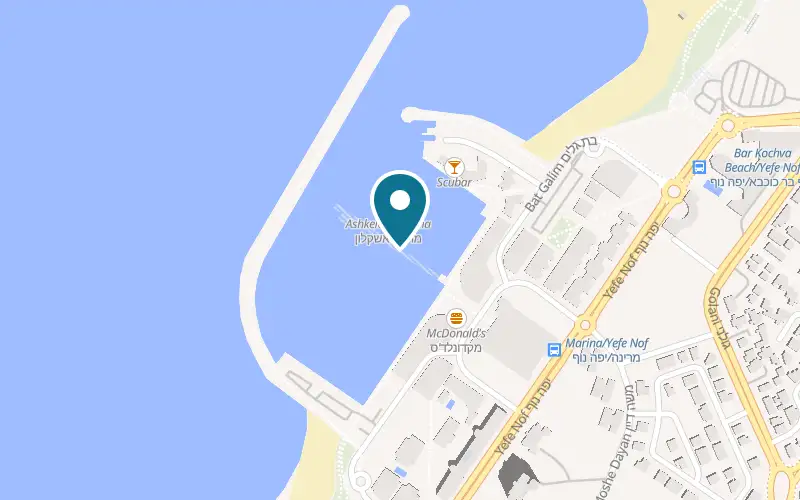 Map showing Yama Spa at 9 HaNamal Street, Marina Mall, second floor, Ashkelon