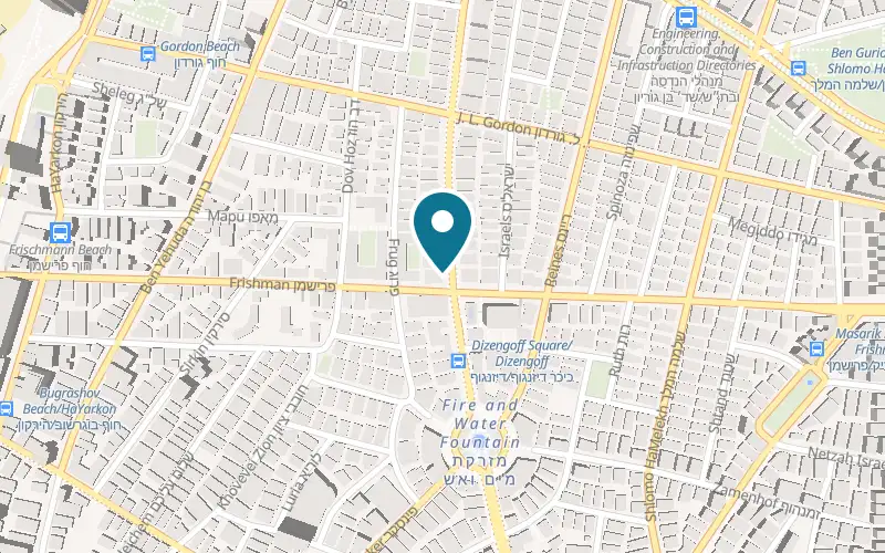 Map showing Yashka Dizengoff at 105 Dizengoff Street, on the corner of Frishman Street, Tel Aviv-Yafo