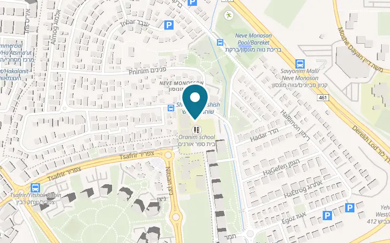 Map showing Yehud Monosson Veterinary Clinic at 1 Shoham Street, Neve Monosson commercial centre, Yehud