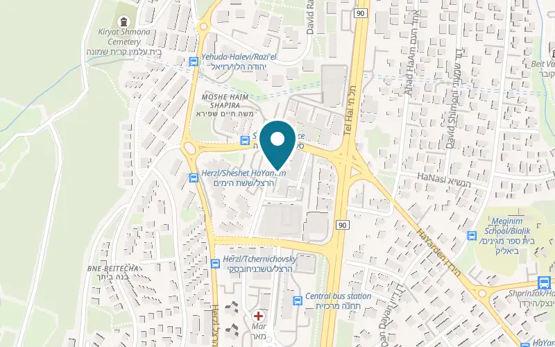 Map showing Yummy Yummy at 4 David Salinger Street, Kiryat Shmona