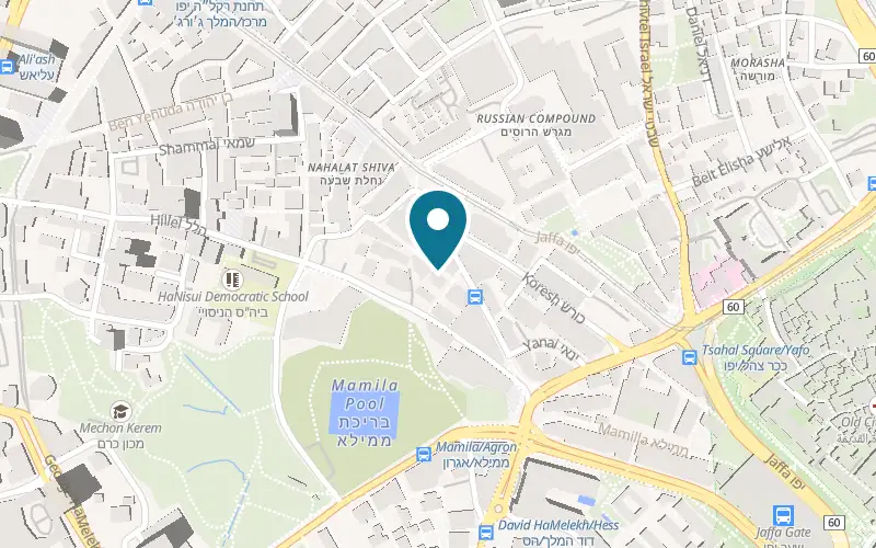 Map showing Zabotinski at 1 Shimon Ben Shatah Street, Jerusalem