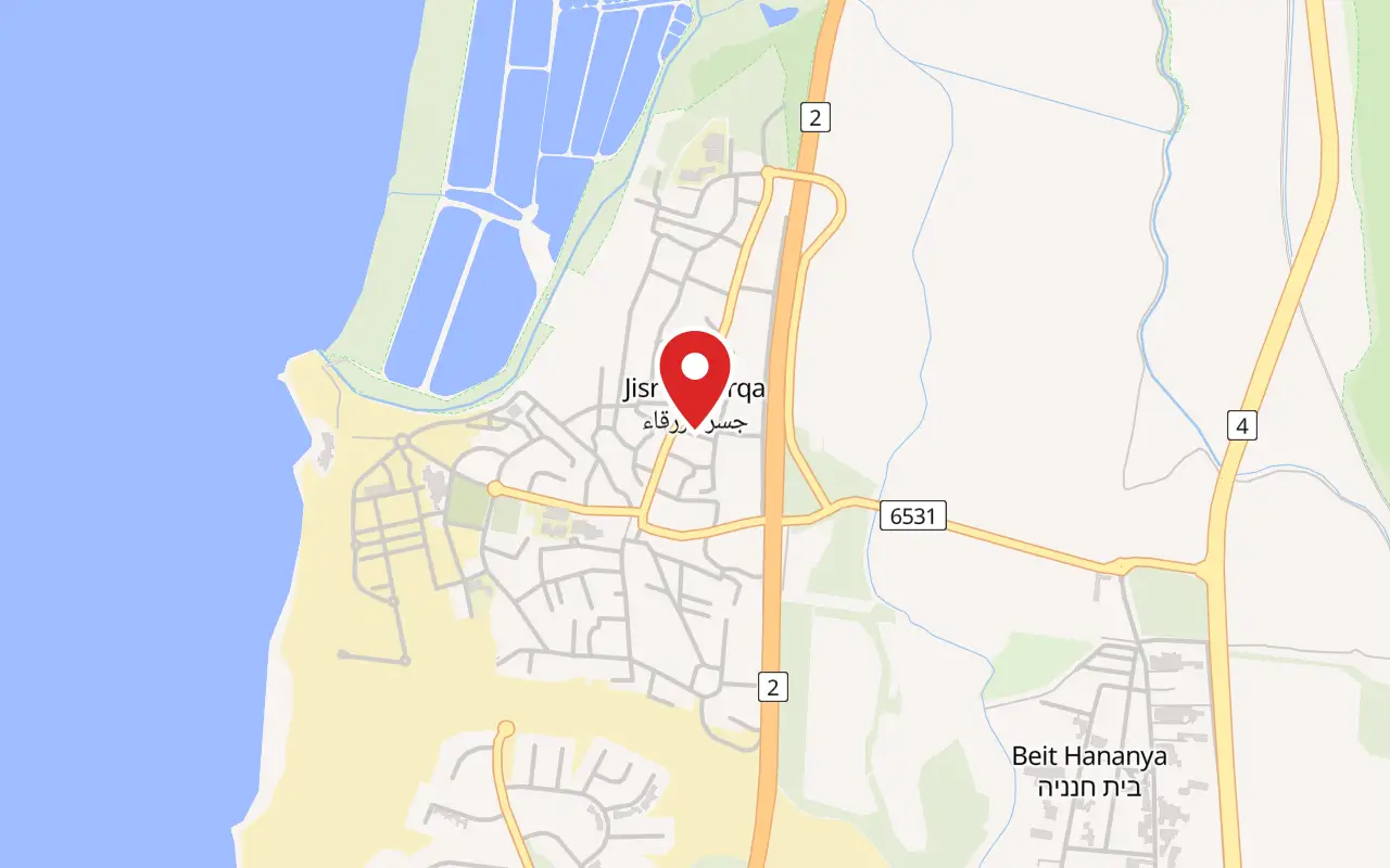 Map showing where Jisr az-Zarqa is