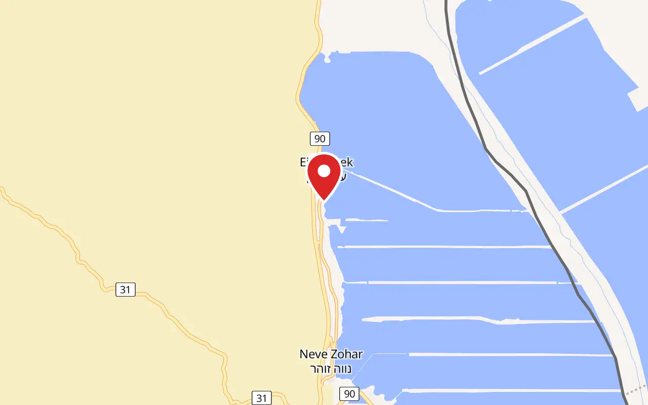 Map showing where Ein Bokek Beach is