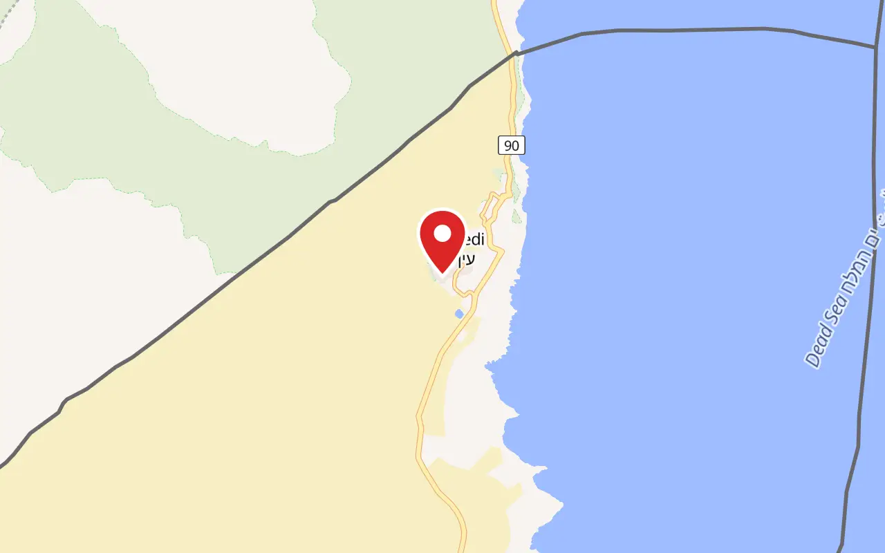 Map showing where Ein Gedi Botanical Garden is