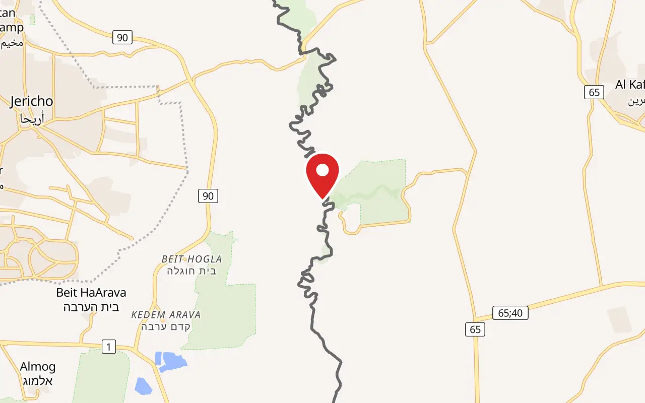 Map showing where Qasr al-Yahud Baptismal Site is