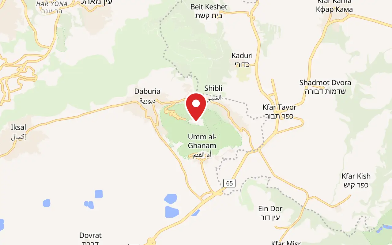 המיקום של הר תבור על המפה