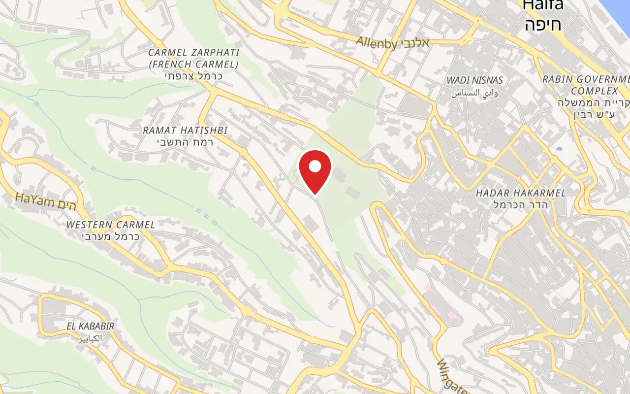 Map showing where Bahai Gardens and the Shrine of the Bab is