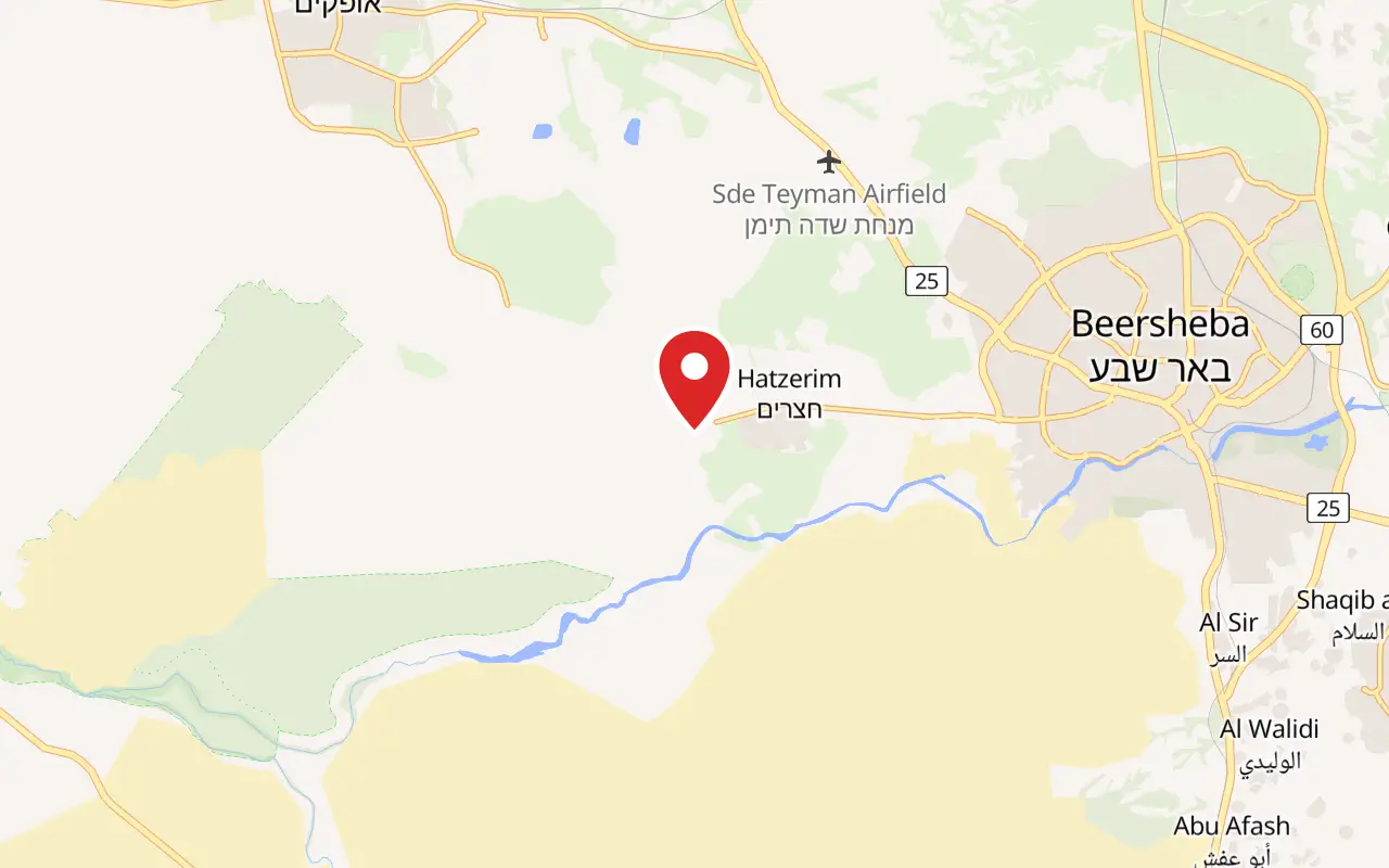 Map showing where Israeli Air Force Museum, Hatzerim is
