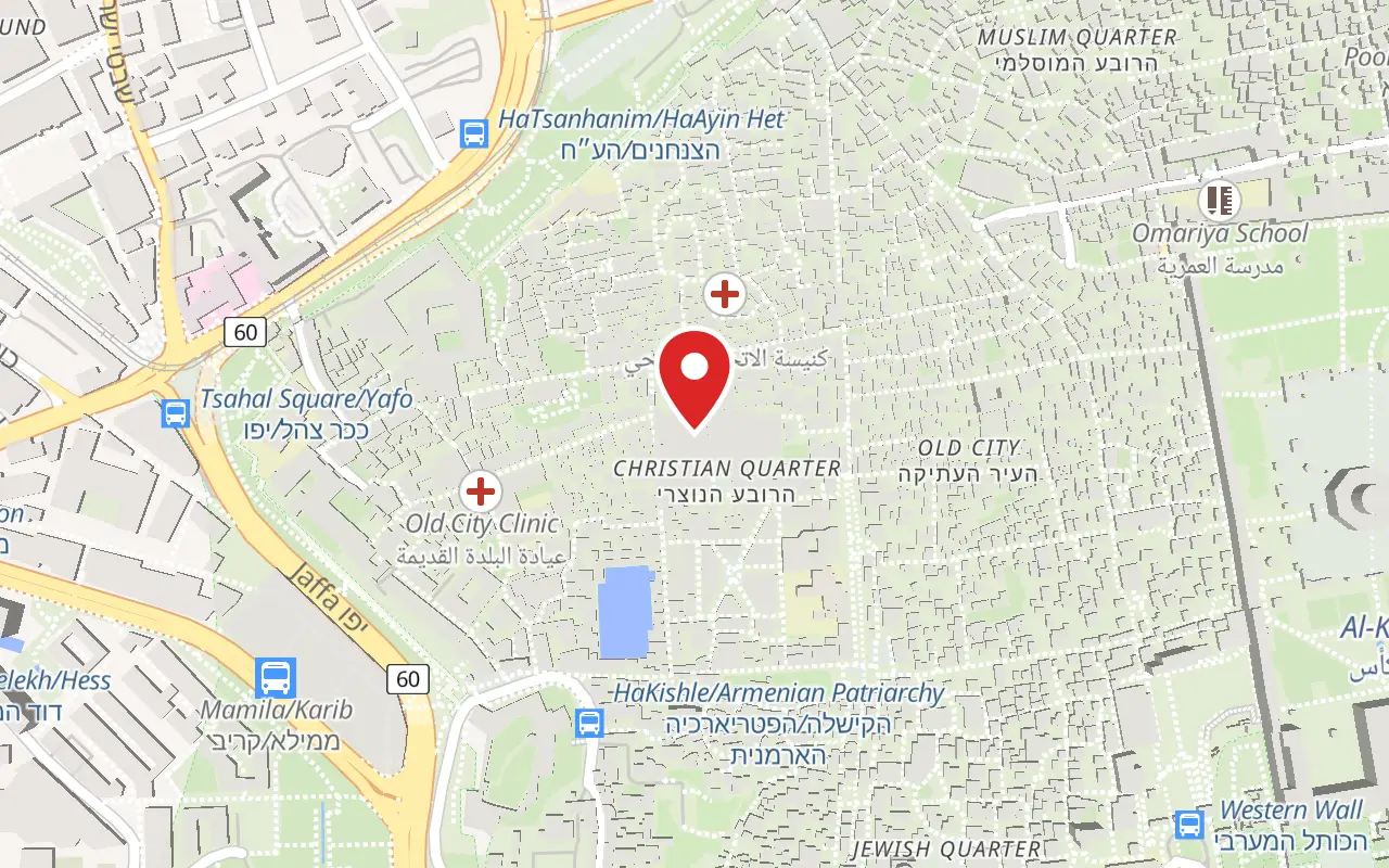 Map showing where Church of the Holy Sepulchre is