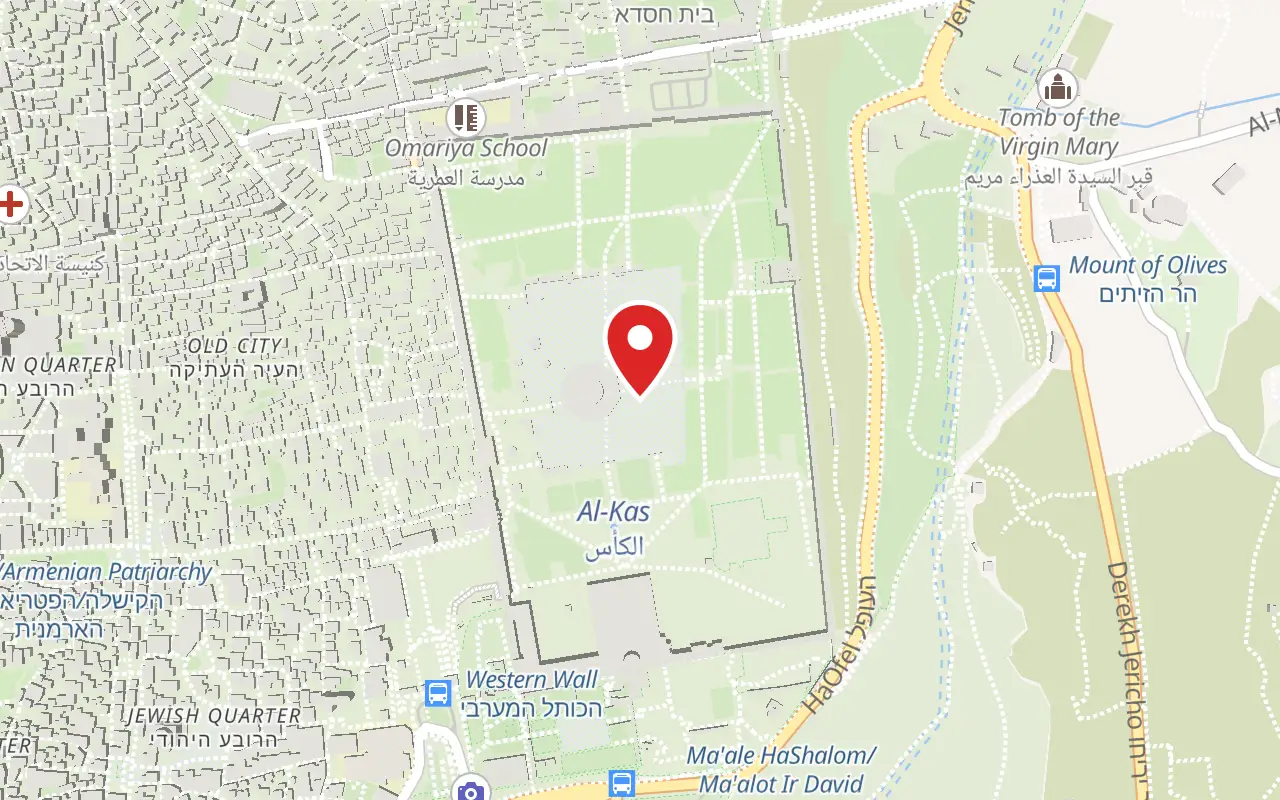 Map showing where The Temple Mount and Haram al-Sharif is