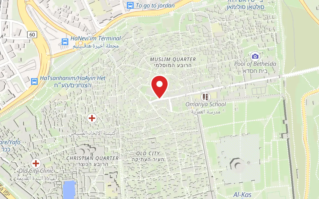 Map showing where Via Dolorosa is