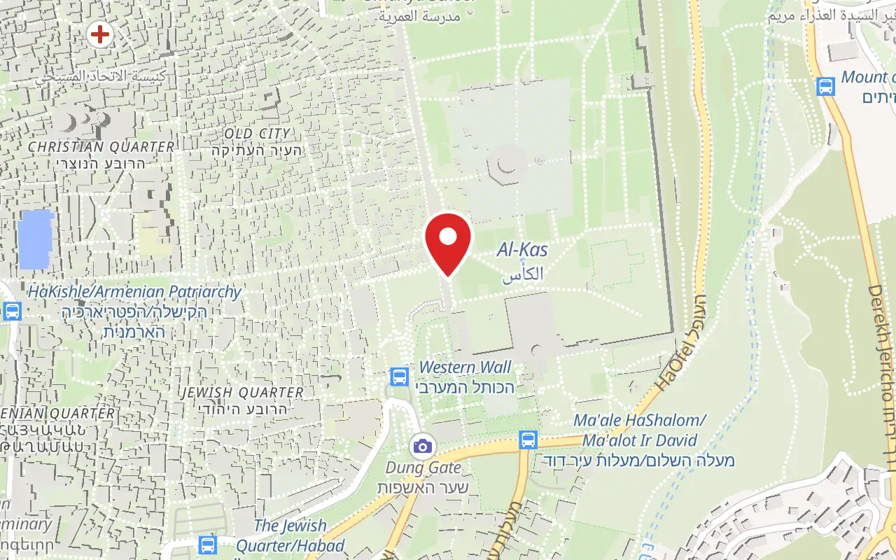 Map showing where The Western Wall is