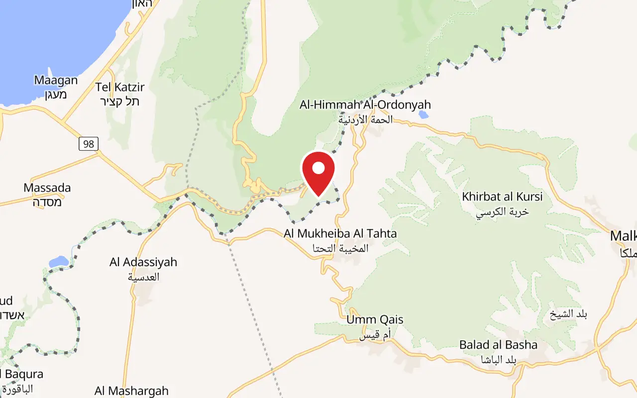 Map showing where Hamat Gader is