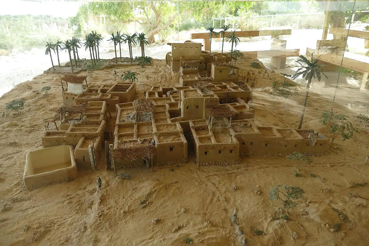 A model of the ancient village of Ein Gedi on display at the site