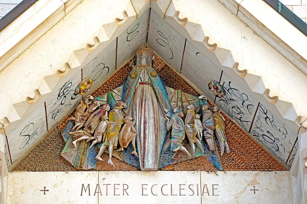 A mosaic of Mary as Mater Ecclesiae at the Basilica of the Annunciation in Nazareth