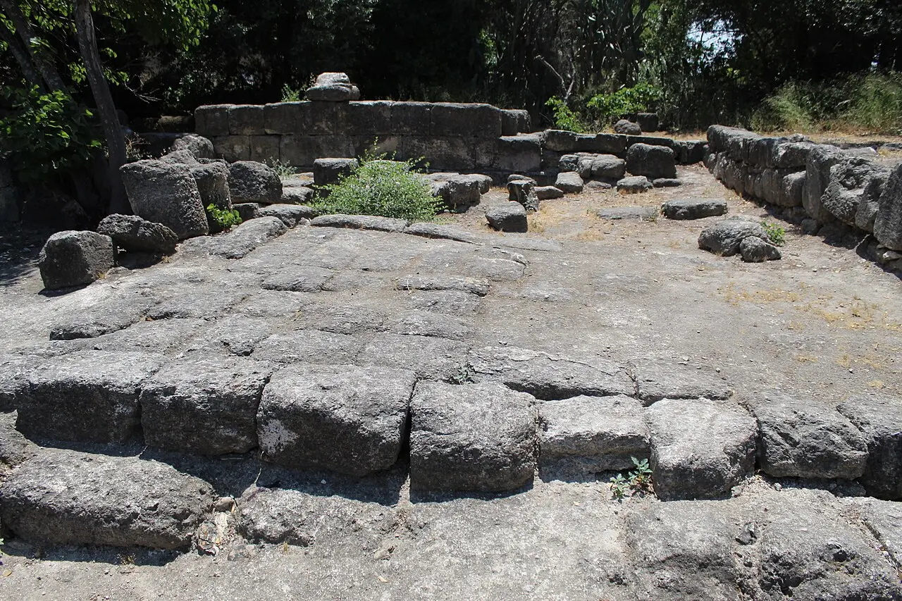The paved floor of a ruined building in the ancient town at Beit She'arim