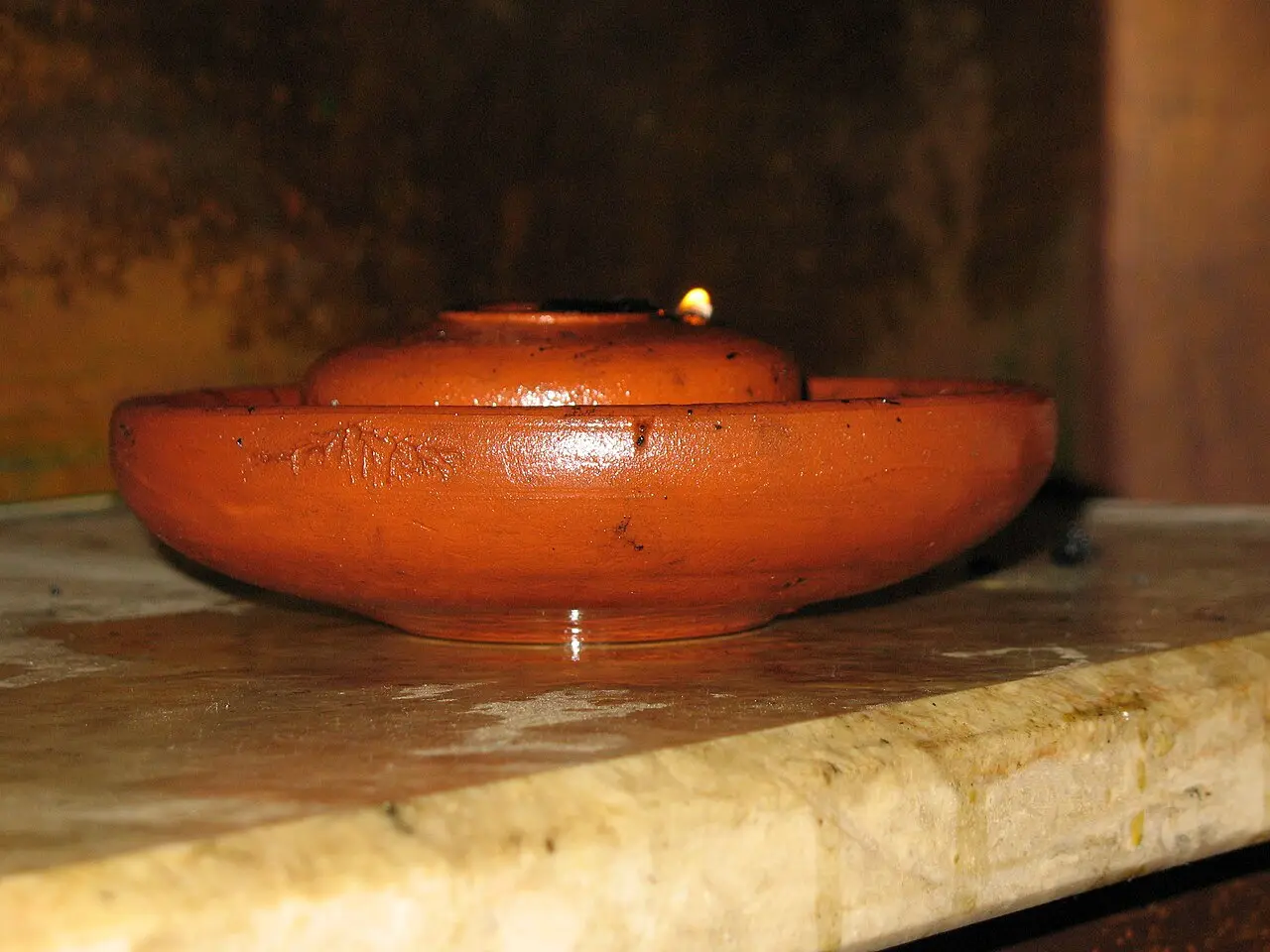 A clay oil lamp of first-century style at Nazareth Village