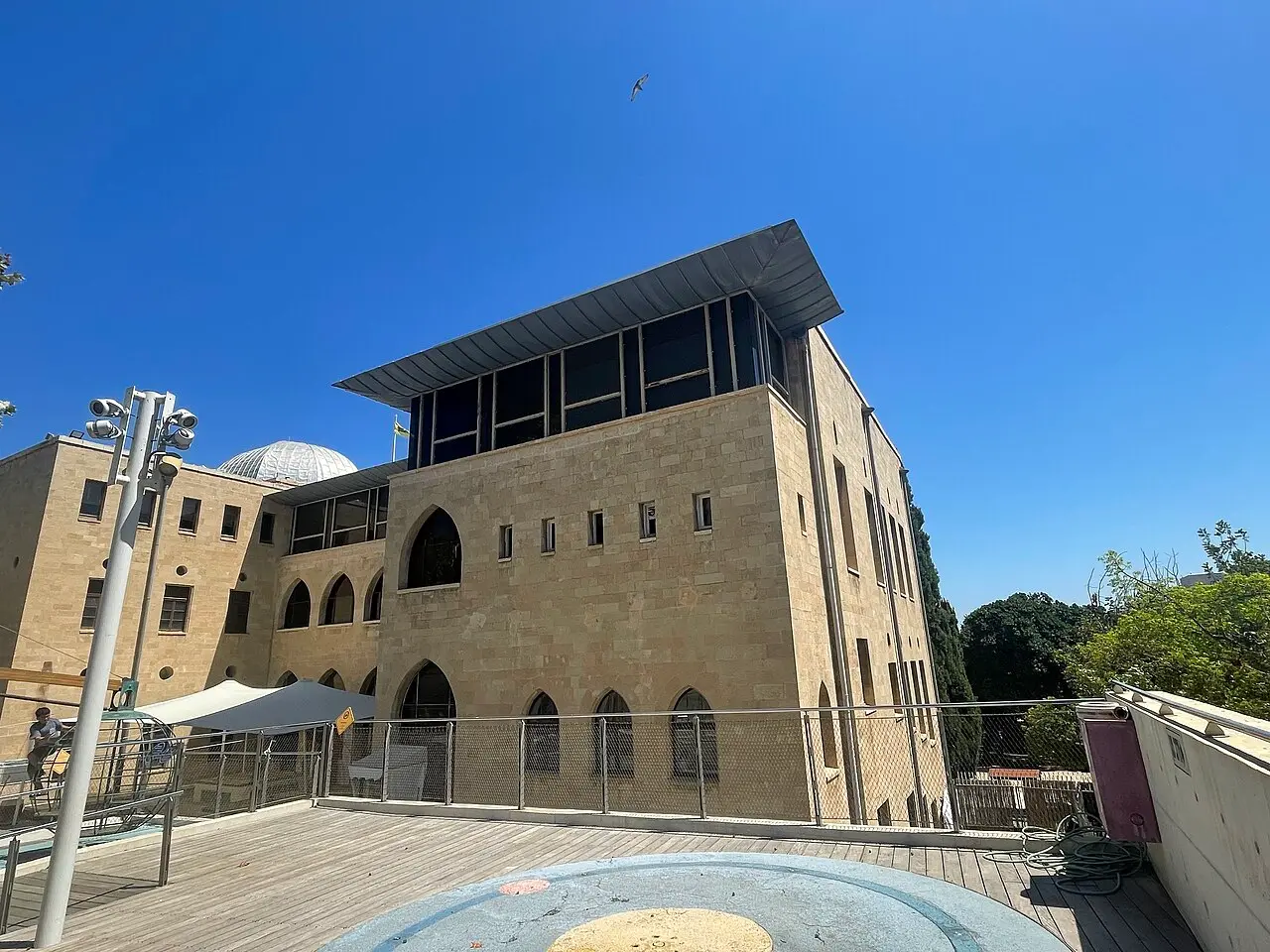 The stone building that houses MadaTech in Haifa, seen from its terrace