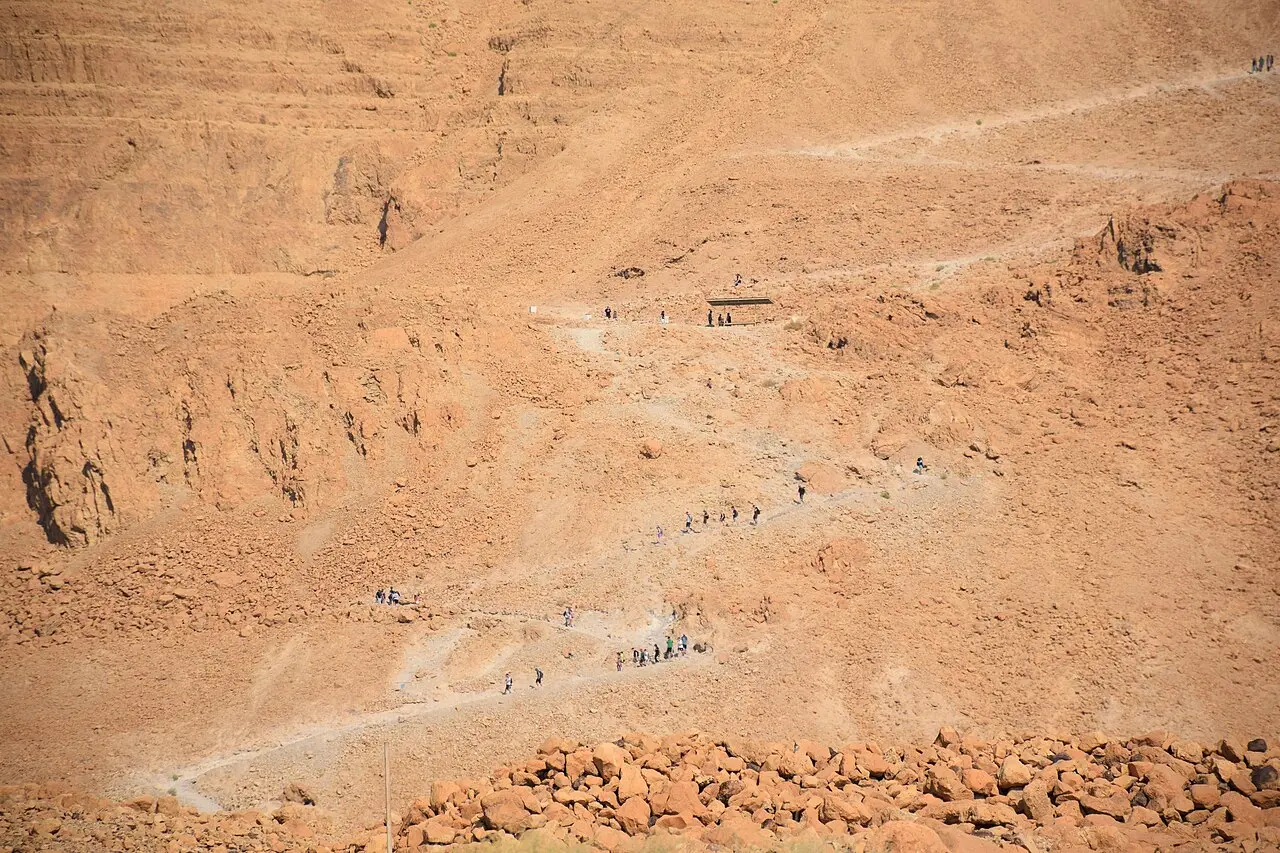 The Snake Path zigzagging up the eastern slope of Masada