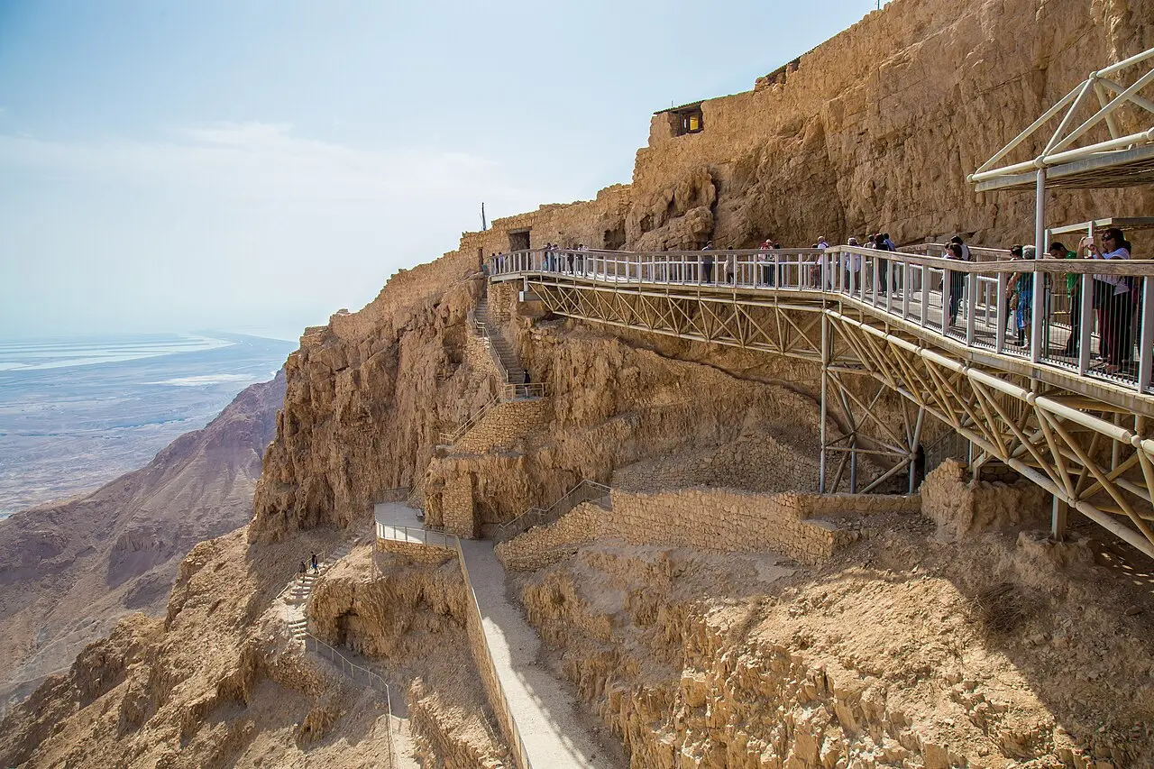 The steps and walkways where the Snake Path reaches the top of Masada