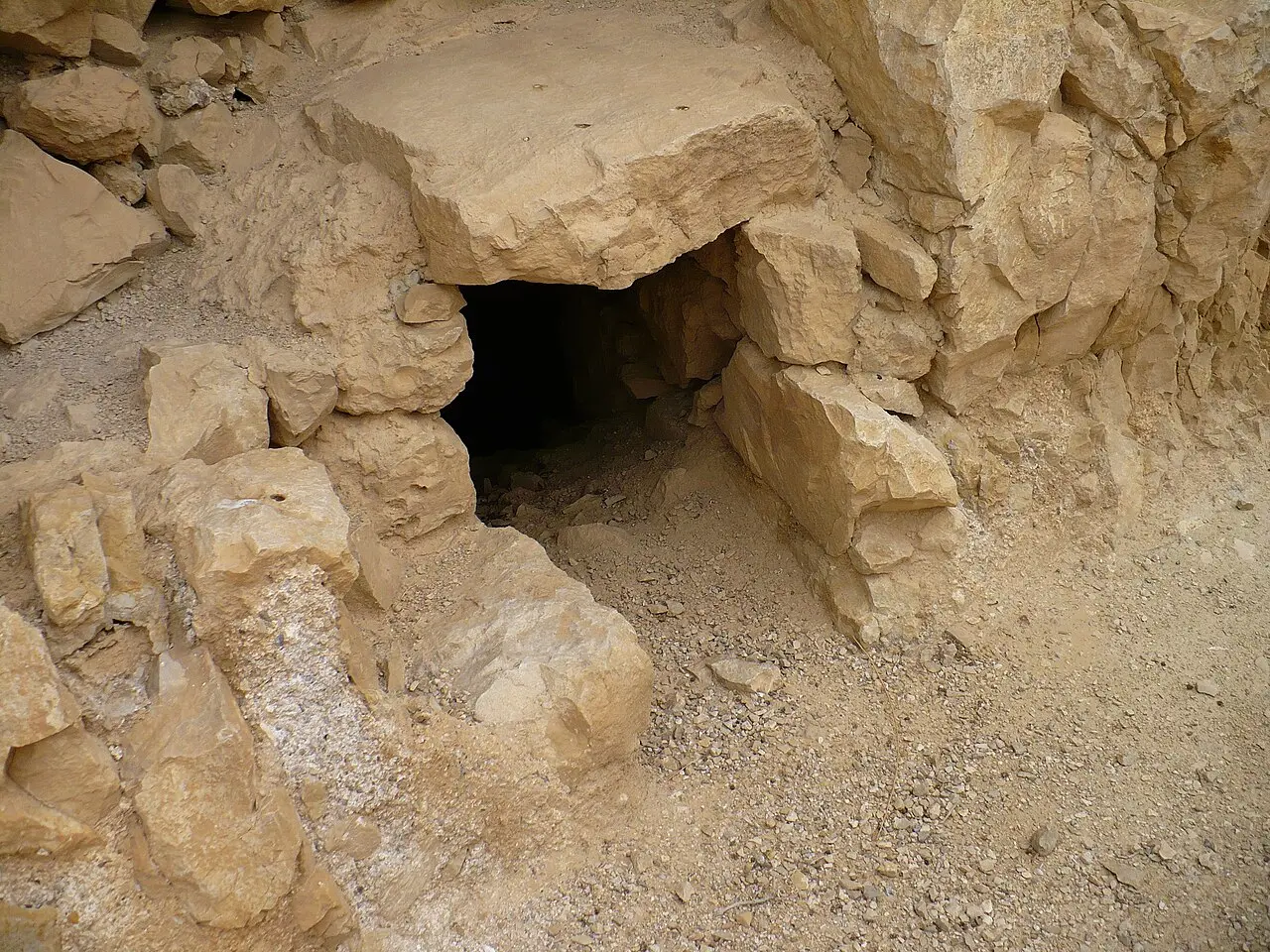 The rock-cut mouth of one of Masada's cisterns