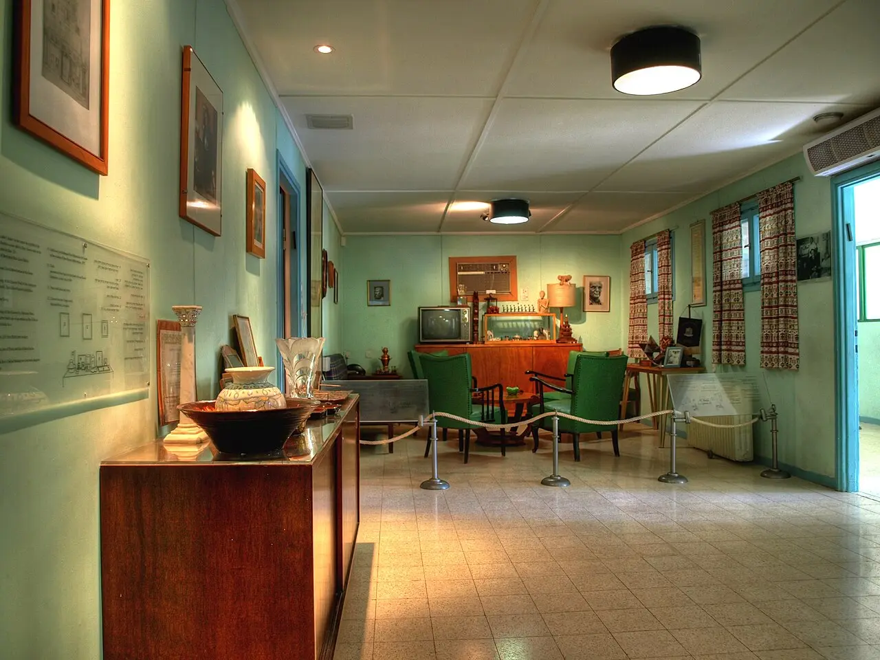 The living room of Ben-Gurion's hut, kept as it was furnished