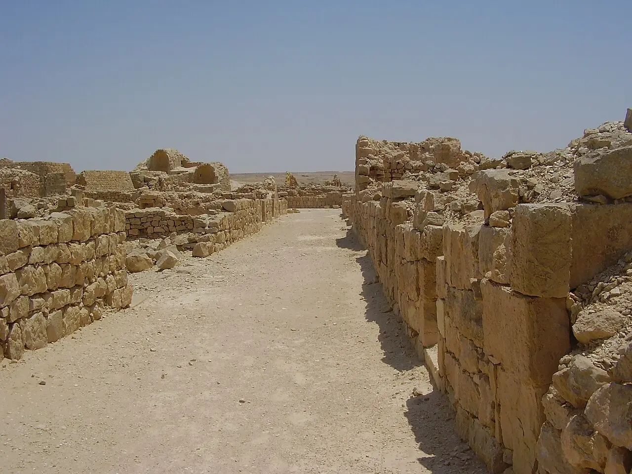 A street between the stone house walls of Shivta