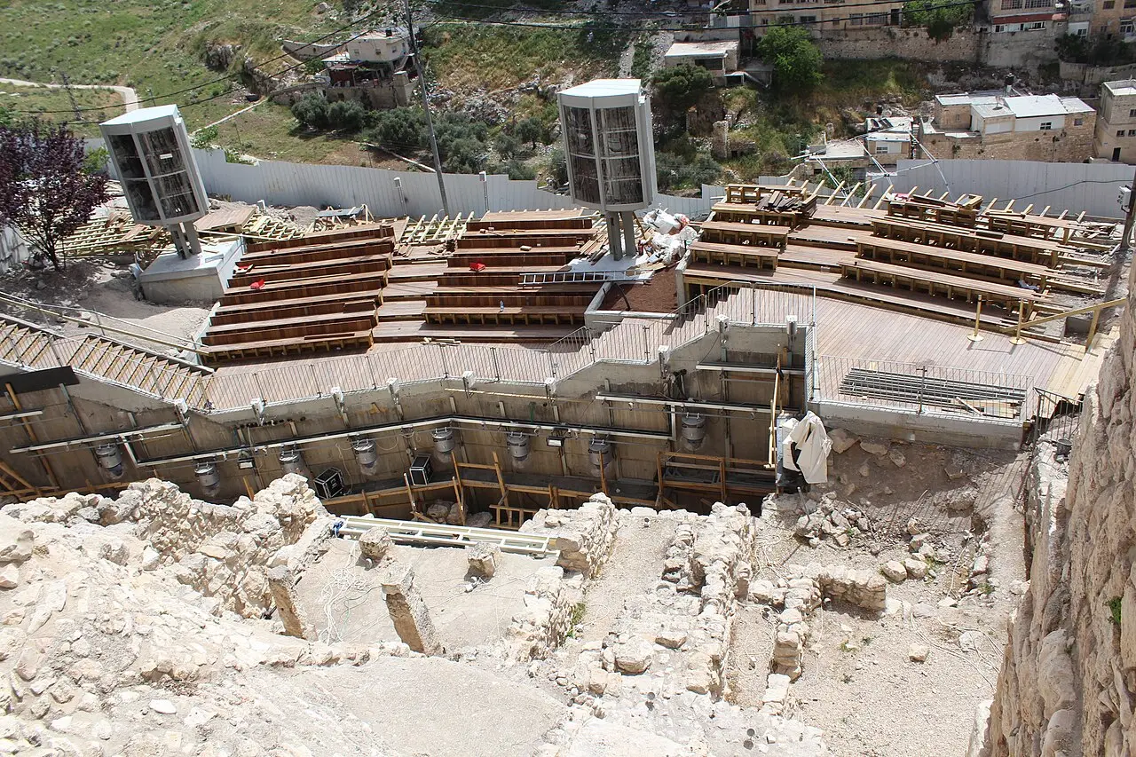 The Stepped Stone Structure and the excavated houses below it in the City of David
