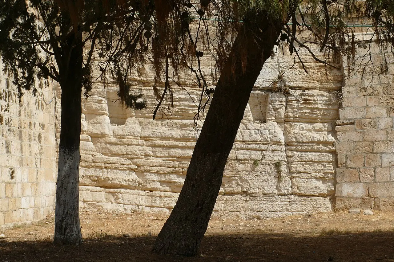 The rock scarp along the northern edge of the Temple Mount platform
