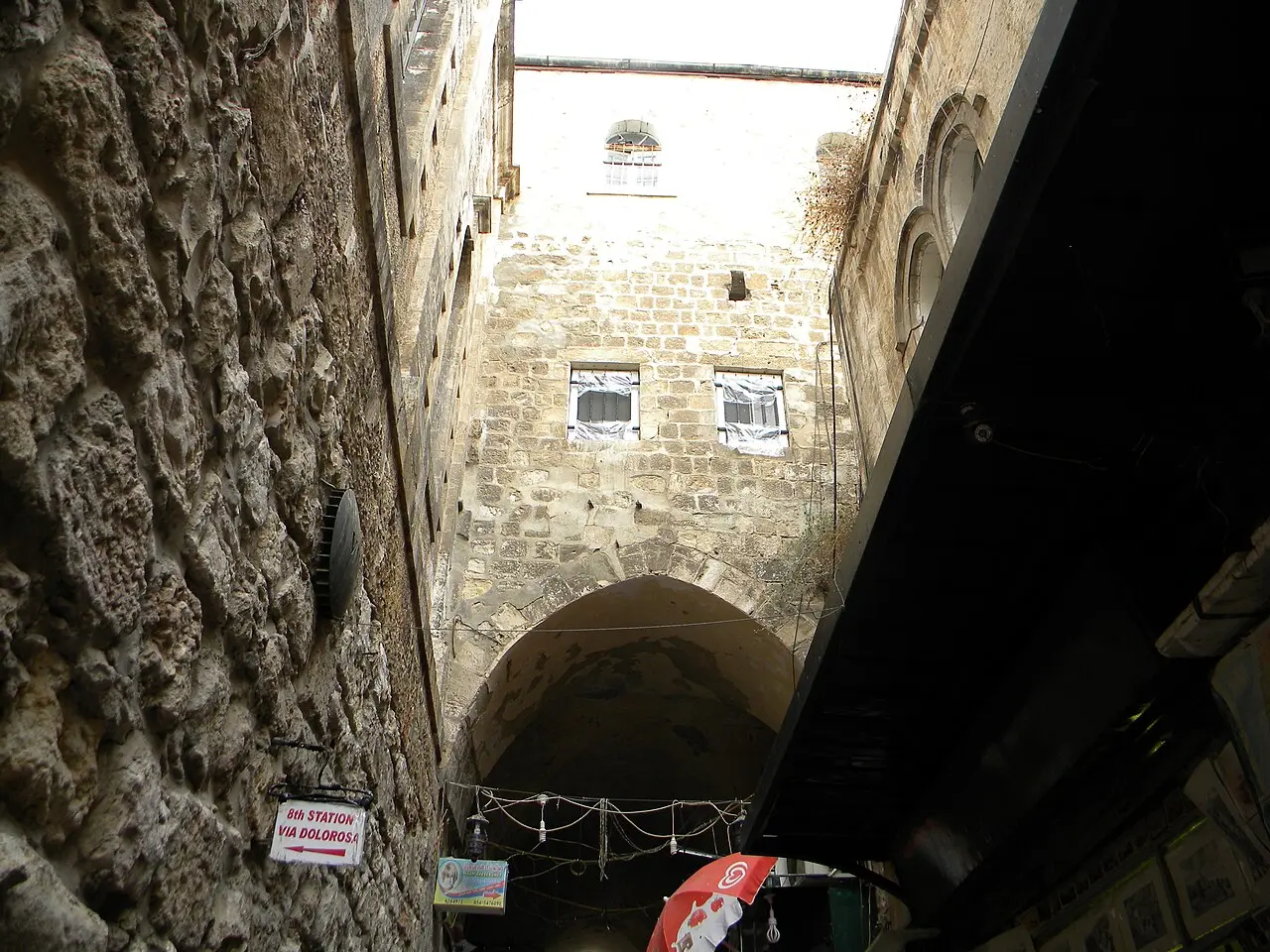 An arch over the lane near the Eighth Station of the Via Dolorosa