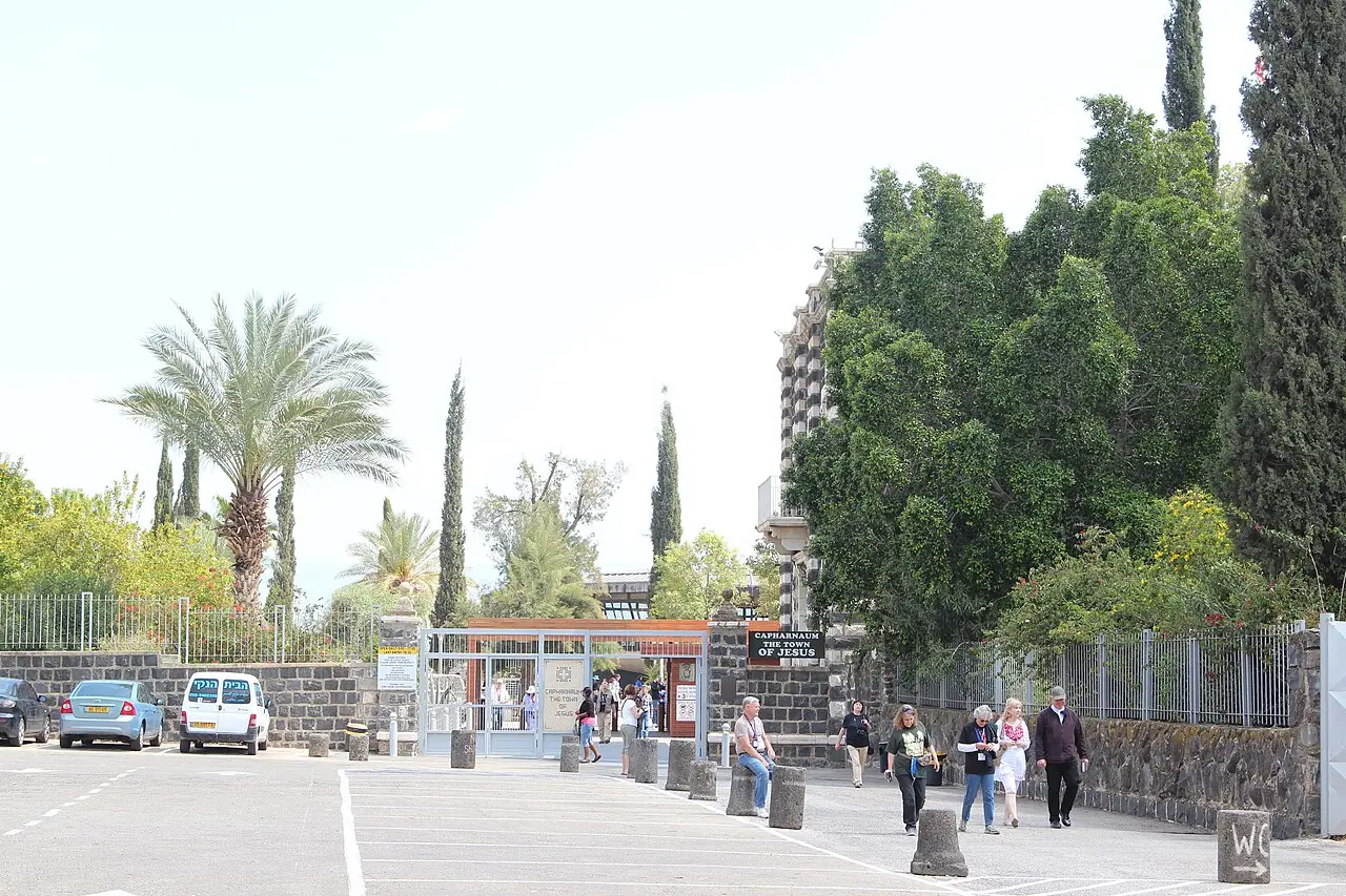 The entrance gate to the Franciscan site at Capernaum
