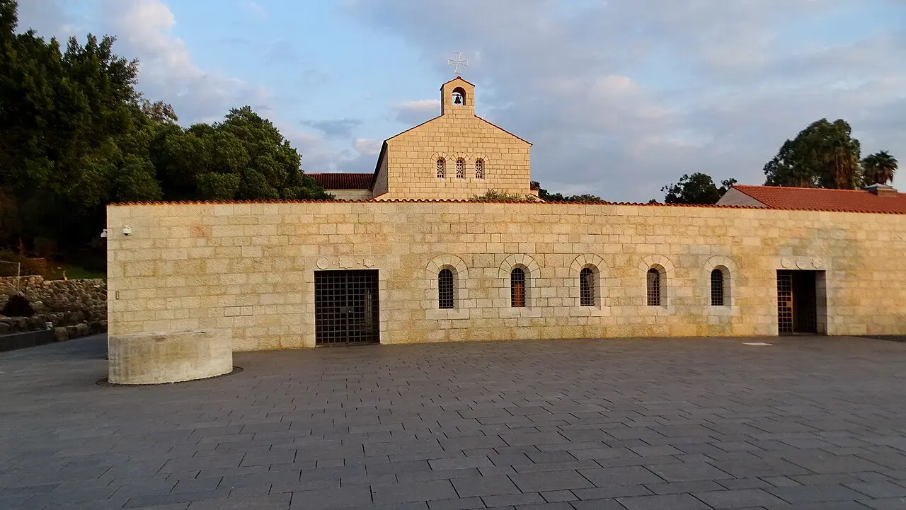 The stone exterior of the Church of the Multiplication at Tabgha